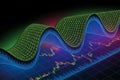 Digital Waveform with Binary Code and Stock Market Graph Royalty Free Stock Photo