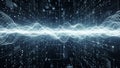 Digital Waveform and Data Stream in Futuristic Grid image photo Royalty Free Stock Photo