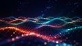Digital Waveform with Vibrant Neon Lights and Bokeh Effects technology data Royalty Free Stock Photo