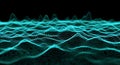 Digital Waveform Visualization with Turquoise Dotted Grids on Black Background Depicting Technology Royalty Free Stock Photo