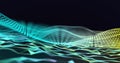 Digital waveforms and data points over abstract geometric landscape Royalty Free Stock Photo