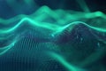 Digital Waves Flowing, Abstract Grids Dynamically Shimmering, Futuristic Teal Design Concept