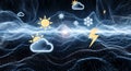 Digital Weather Forecast Icons and Data Visualization Royalty Free Stock Photo