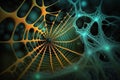 Digital web, abstract neural network, cell structure, fractal geometry, neon blue. I Royalty Free Stock Photo
