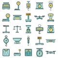 Digital weigh scales icons set vector color