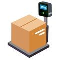 A Digital weighing scales for weighing goods icon, cartoon style