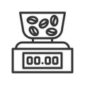 Digital weighing vector, coffee related line style editable stroke icon