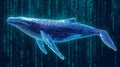 Digital Whale Swimming Through Binary Code Royalty Free Stock Photo