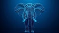Digital wireframe of elephant in blue futuristic style