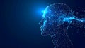 A digital wireframe of a human head, representing artificial intelligence and futuristic technology Royalty Free Stock Photo