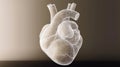 Digital wireframe illustration of human heart. Minimalist design with white lines on gradient background. Three-dimensional Royalty Free Stock Photo