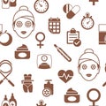 Digital woman health icons set