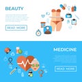 Digital woman health icons set