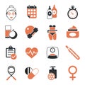 Digital woman health icons set Royalty Free Stock Photo