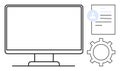 Digital Workflow with Computer Screen, Document, User Profile, and Gear for Process Management Royalty Free Stock Photo