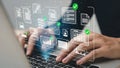 Digital Workflow and Data Management on Laptop Royalty Free Stock Photo