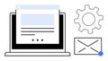 Digital Workflow Featuring Laptop, Email, and Gear Icon for Technology and Communication Themes Royalty Free Stock Photo
