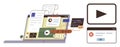 Digital Workflow with Multimedia Files, Coding Elements, and System Notifications on Laptop Screen Royalty Free Stock Photo