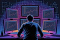 Digital Workspace with Blockchain Code and Cryptocurrency Market Trends