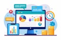 A digital workspace displaying charts and graphs to illustrate website statistics and analytics Website statistics, simple