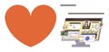 Digital Workspace with Heart Icon Highlighting User Engagement and Connection Royalty Free Stock Photo
