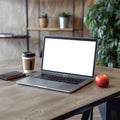 Digital workspace Mockup laptop with blank screen on a table