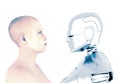 Human woman and robot woman, the future of the human race. The evolution of the species.