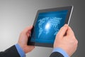 Digital world concept on tablet Royalty Free Stock Photo
