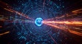 Digital World, Data Stream Tunnel, Global Network, Futuristic Technology, Binary Code, Earth, Speed, Light, Abstract Background