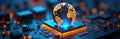 Digital world globe sits on glowing microchip, part of advanced computer circuit board. Global network connection, fast data Royalty Free Stock Photo
