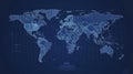 Digital World Map Blue Dot Grid Background, Global Network Concept Royalty Free Stock Photo