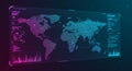 Digital world map composed of dots with a futuristic interface design. Predominantly Royalty Free Stock Photo
