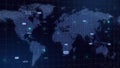 Digital World Map dark blue Hologram Background, business and technology concept Royalty Free Stock Photo