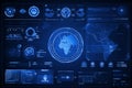 Digital world map with data charts and stats, Generative AI Royalty Free Stock Photo