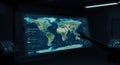 Digital world map display with analytical data interactive interface and user interaction for strategic planning Royalty Free Stock Photo
