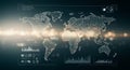 Digital world map displaying a connected global network with data visualization Royalty Free Stock Photo