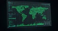 Digital world map displaying global data visualization with numerical information and Royalty Free Stock Photo