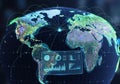 Digital world map displaying interconnected data Royalty Free Stock Photo