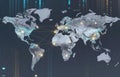 Digital World Map with Global Network Connections and Data Visualizations Royalty Free Stock Photo