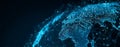 Digital World Map with Global Network Connectivity Royalty Free Stock Photo