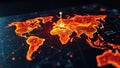 Global Network Map Showing A Pinpoint Location