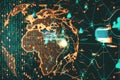Digital world map with glowing programming interface Royalty Free Stock Photo