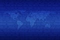 Digital world map over binary code blue background Royalty Free Stock Photo