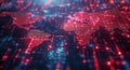 Digital World Map With Red and Blue Data Points