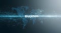 Global Digital Education Network with World Map and Technology Background Royalty Free Stock Photo