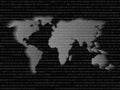 Digital world map sign binary code with binary digits 1 and 0. Royalty Free Stock Photo