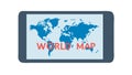 Digital World Map on Tablet Display Text, vector design Generative AI Royalty Free Stock Photo