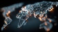 Global map showing digital dots representing cities and data flow connecting continents interconnected a vast, in network Royalty Free Stock Photo