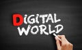 Digital world text on blackboard Royalty Free Stock Photo