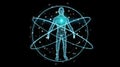 Digital x-ray human body scan background interface 3D rendering